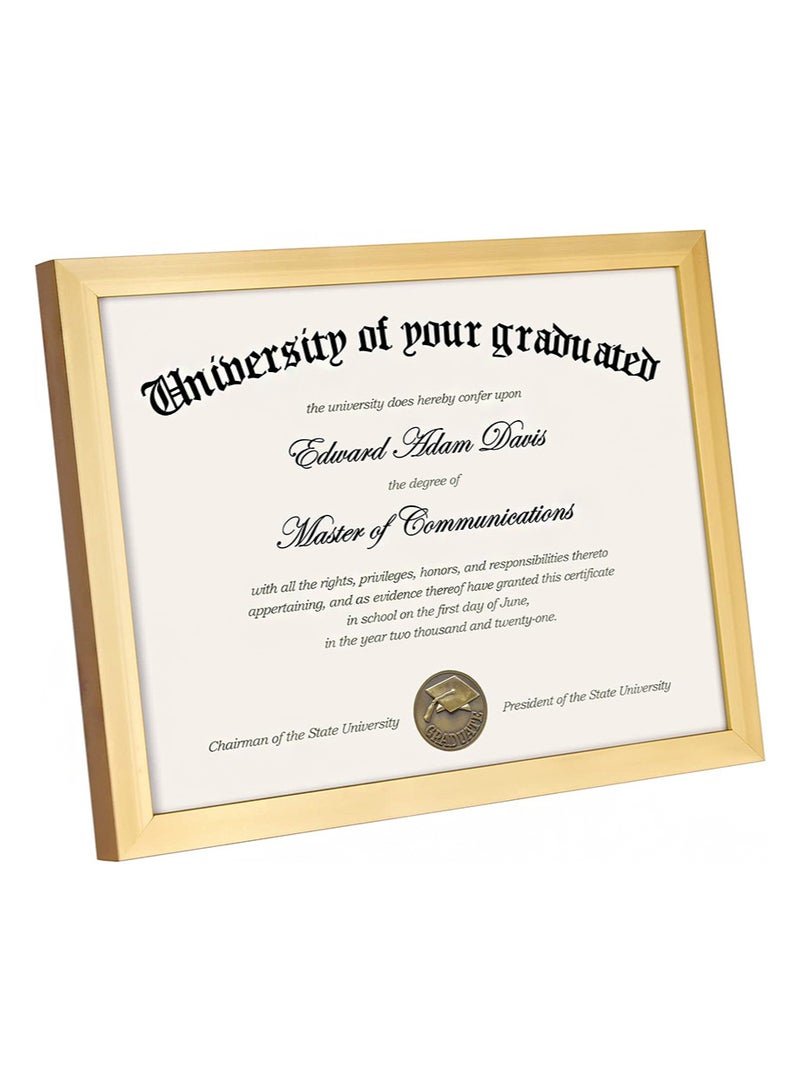 EZdenK 21.7x 28 cm Document Frame， Set of 5 Document Certificate Frames， Picture Frames for Wall and Tabletop， Gold - Image 2